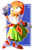 Size: 1341x2048 | Tagged: safe, artist:sun-citadel, tikal, :o, abstract background, blushing, looking offscreen, mouth open, outline, poncho, redesign, skirt, solo, standing on one leg, white outline