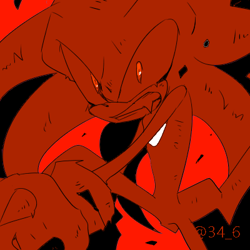 Size: 400x400 | Tagged: safe, artist:34_6, knuckles the echidna, black background, clenched teeth, monochrome, simple background, solo