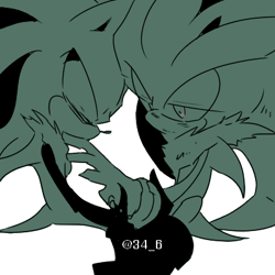 Size: 400x400 | Tagged: safe, artist:34_6, mephiles the dark, silver the hedgehog, duo, monochrome, simple background, sitting, white background