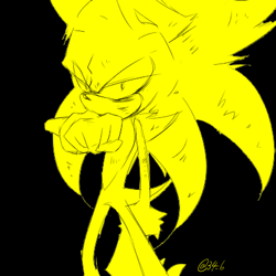 Size: 400x400 | Tagged: safe, artist:34_6, sonic the hedgehog, black background, monochrome, signature, simple background, solo