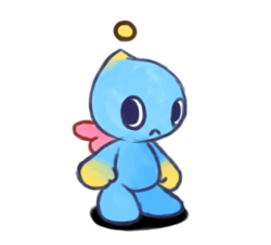 Size: 279x252 | Tagged: safe, artist:always-thirsty-pocket, chao, :<, agender, chaobetes, cute, frown, looking offscreen, neutral chao, simple background, solo, white background