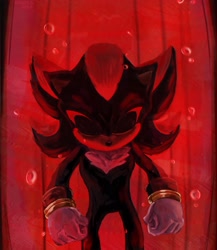 Size: 1781x2048 | Tagged: safe, artist:nounaarts, shadow the hedgehog, sonic the hedgehog 3 (film), 2024, abstract background, bubble, eyes closed, liquid, solo