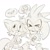 Size: 1000x1000 | Tagged: safe, artist:pupu77859245726, miles "tails" prower, silver the hedgehog, 2024, blushing, cute, duo, eyes closed, monochrome, mouth open, plant, silvabetes, simple background, smile, speech bubble, standing, tailabetes, tree, white background