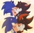 Size: 2048x1963 | Tagged: dead source, safe, artist:clery_trixy, shadow the hedgehog, sonic the hedgehog, 2024, abstract background, blushing, cute, duo, exclamation mark, gay, heart, hugging, lidded eyes, nuzzle, one eye closed, shadow x sonic, shadowbetes, shipping, signature, smile, sonabetes, standing