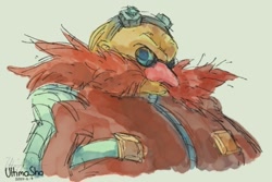 Size: 651x435 | Tagged: safe, artist:ultimasho, robotnik, human, 2024, bust, looking offscreen, signature, sketch, solo, traditional media, watercolor