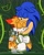 Size: 1638x2048 | Tagged: safe, artist:moontigerange1, mangey, miles "tails" prower, sonic the hedgehog, fox, hedgehog, 2024, abstract background, aged up, duo, duo male, eating, eyes closed, floppy ears, gay, holding them, male, males only, mangey x sonic, older, shipping, signature, smile, sonic x tails, standing, vines