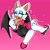 Size: 1900x1900 | Tagged: safe, artist:mil0stearip0ff, rouge the bat, bat, 2023, female, gradient background, legs crossed, lidded eyes, looking offscreen, mouth open, open smile, pink background, sitting, smile, solo, solo female, star (symbol)