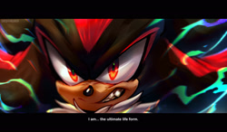 Size: 2048x1195 | Tagged: safe, artist:droffie, shadow the hedgehog, hedgehog, sonic the hedgehog 3 (film), 2024, clenched teeth, dialogue, english text, looking ahead, looking offscreen, solo