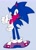 Size: 1482x2048 | Tagged: safe, artist:rocketdo_g, sonic the hedgehog, 2022, bisexual, bisexual pride, blue background, limited palette, looking back at viewer, pride, signature, simple background, smile, solo, standing, thumbs up, watermark