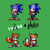 Size: 864x864 | Tagged: safe, artist:sanekogato, artist:vgf_88, miles "tails" prower, sonic the hedgehog, fox, hedgehog, 2022, arms folded, classic sonic, classic tails, duo, frown, green background, hands on hips, looking at viewer, redraw, remake, signature, simple background, smile, sprite, sprite redraw, standing, tails and the music maker
