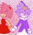 Size: 540x573 | Tagged: safe, artist:apeculiarartist, amy rose, blaze the cat, cat, hedgehog, 2017, amy x blaze, amy's halterneck dress, blaze's tailcoat, blushing, clothes, cute, dress, eyes closed, female, females only, holding hands, lesbian, looking at viewer, shipping