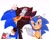 Size: 2048x1594 | Tagged: safe, artist:miko_sonic, shadow the hedgehog, sonic the hedgehog, hedgehog, sonic x shadow generations, 2024, blushing, classic sonic, gay, heart, holding each other, kiss, male, shadow x sonic, shipping, simple background, standing, trio, white background