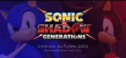 Size: 2048x938 | Tagged: safe, shadow the hedgehog, sonic the hedgehog, sonic x shadow generations, 2024, duo, english text, logo