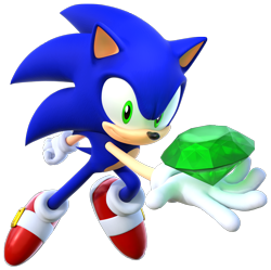 Size: 2311x2301 | Tagged: safe, artist:adverse56, sonic the hedgehog, sonic superstars, 2023, 3d, chaos emerald, remake, simple background, smile, transparent background
