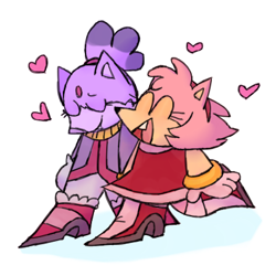 Size: 400x400 | Tagged: safe, artist:metallicmadness, amy rose, blaze the cat, 2017, amy x blaze, cute, duo, heart, lesbian, shipping, smile