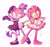 Size: 2048x1937 | Tagged: safe, artist:felinedae, amy rose, blaze the cat, cat, hedgehog, 2022, alternate outfit, amy x blaze, ballerina, cute, duo, female, females only, grin, lesbian, looking at them, looking offscreen, no pupils, outline, shipping, simple background, smile, standing on one leg, white background, white outline