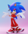 Size: 1215x1440 | Tagged: dead source, safe, artist:ladylunanova, sonic the hedgehog, 2023, 3d, gradient background, looking at viewer, shrugging, smile, solo, standing, trans female, transgender