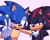 Size: 2048x1638 | Tagged: safe, artist:loulubally, shadow the hedgehog, sonic the hedgehog, 2024, duo, frown, lidded eyes, looking at viewer, pink background, selfie, signature, simple background, smile, star (symbol), sweatdrop, wink