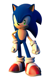 Size: 1337x1932 | Tagged: safe, artist:finnakira, sonic the hedgehog, sonic unleashed, 2014, looking at viewer, remake, simple background, smile, solo, standing, transparent background