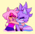 Size: 540x530 | Tagged: safe, artist:chiquitosilver, amy rose, blaze the cat, cat, hedgehog, 2018, amy x blaze, amybetes, bi amy, bisexual pride, blazebetes, cape, cute, eyes closed, female, females only, hugging, lesbian, lesbian blaze, lesbian pride, mouth open, pride, shipping, trans female, trans girl blaze, trans pride, transgender