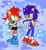 Size: 2016x2200 | Tagged: safe, artist:k3llywolfarts, sally acorn, sonic the hedgehog, chipmunk, hedgehog, squirrel, duo, species swap