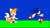 Size: 1080x612 | Tagged: safe, miles "tails" prower, sonic the hedgehog, classic sonic (universe), classic tails, duo, laughing, running