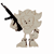 Size: 2048x2048 | Tagged: safe, artist:valenrepetto, sonic the hedgehog, sonic superstars, 2024, classic sonic, classic sonic (universe), frown, gun, holding something, kigurumi, looking at viewer, monochrome, shadow onesie, simple background, solo, standing, weapon, white background