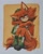 Size: 736x926 | Tagged: safe, artist:anbellcrow, gadget the wolf, wolf, border, fluffy, lidded eyes, looking at viewer, male, one fang, signature, sitting, smile, solo, traditional media