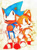 Size: 388x523 | Tagged: safe, artist:notnights, miles "tails" prower, sonic the hedgehog, :|, classic sonic, classic sonic (universe), classic tails, duo, looking offscreen, looking up, standing, traditional media