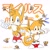 Size: 1620x1620 | Tagged: safe, artist:azura_doodles, miles "tails" prower, fox, 2022, classic tails, cute, duo, japanese text, looking at viewer, male, modern tails, signature, smile, sprite, standing, star (symbol), tailabetes