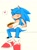 Size: 1093x1470 | Tagged: safe, artist:04suki_tina, sonic the hedgehog, 2022, chili dog, eating, eyes closed, food, heart, holding something, simple background, sitting, solo, white background