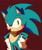 Size: 1024x1229 | Tagged: safe, artist:domestic maid, sonic the hedgehog, hedgehog, 2019, bandana, hands on hips, looking at viewer, male, missing accessory, red background, redraw, signature, simple background, smile, solo, sonic boom (tv), standing