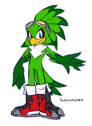 Size: 1000x1369 | Tagged: dead source, safe, artist:survivalstep, jet the hawk, flat colors, fur markings, looking at viewer, signature, simple background, smile, solo, sonic riders, standing, white background