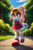 Size: 1440x2160 | Tagged: safe, ai art, vanilla the rabbit, abstract background, aged down, prompter:repxar, solo, walking, younger