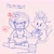 Size: 2048x2048 | Tagged: safe, artist:onlyastraa, amy rose, blaze the cat, cat, hedgehog, 2023, amy x blaze, amy's halterneck dress, angry, cross popping vein, cute, dress, emanata, english text, female, females only, hammer, lesbian, line art, looking at viewer, piko piko hammer, protecting, scratch (injury), shipping, sketch