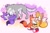 Size: 2047x1339 | Tagged: safe, artist:loulubally, miles "tails" prower, oc, oc:odd the wolf, fox, wolf, 2024, abstract background, duo, licking, literal animal, signature, sparkles, tongue out