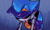 Size: 2048x1240 | Tagged: safe, artist:alyrian, metal sonic, black sclera, gradient background, looking down, looking offscreen, outdoors, rain, robot, sad, solo, watermark, wet