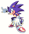 Size: 1975x2283 | Tagged: safe, artist:nanitecity, sonic the hedgehog, looking at viewer, mouth open, pointing, simple background, smile, solo, white background