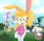 Size: 4760x4410 | Tagged: safe, artist:fartist2020, bunnie rabbot, cassia the pronghorn, tangle the lemur, deer, lemur, rabbit, cyborg, easter, easter basket, easter egg, female, pronghorn deer, trio