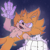 Size: 2048x2048 | Tagged: safe, artist:zero-is-nebulous, sonic the hedgehog, abstract background, claws, fleetway, fleetway super sonic, looking at viewer, mouth open, solo, star (sky), super form, top surgery scars, torn gloves, trans male, transgender