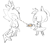 Size: 528x450 | Tagged: safe, artist:legochet, amy rose, blaze the cat, cat, hedgehog, 2024, amy x blaze, amy's halterneck dress, blaze's tailcoat, clothes, cute, dress, female, females only, food, lesbian, line art, looking at them, shipping, sketch