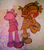 Size: 1500x1700 | Tagged: safe, artist:metallicmadness, amy rose, sticks the badger, 2017, amy x sticks, blushing, duo, flower bouquet, heart, holding something, lesbian, shipping, standing
