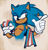 Size: 1248x1300 | Tagged: safe, artist:pand1on, sonic the hedgehog, hedgehog, 2024, lidded eyes, looking offscreen, male, pointing, pride, pride flag, scarf, signature, smile, solo, star (symbol), top surgery scars, trans male, trans pride, trans visibility day, transgender