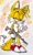 Size: 765x1280 | Tagged: safe, artist:kptya, miles "tails" prower, eyes closed, gun, holding something, mouth open, smile, solo, sweatdrop, traditional media, weapon