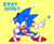 Size: 713x587 | Tagged: safe, artist:bulgariansumo, sonic the hedgehog, classic sonic, classic sonic (universe), english text, mouth open, pointing, signature, simple background, smile, solo, star (symbol), yellow background
