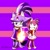 Size: 1000x1000 | Tagged: safe, artist:illustrationlover13, amy rose, blaze the cat, cat, hedgehog, 2024, amy x blaze, cute, female, females only, fire, flame, gymnastic outfit, lesbian, looking at them, looking at viewer, mario & sonic at the olympic games, shipping