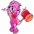 Size: 1200x1200 | Tagged: safe, artist:reinadecorazonez, amy rose, breasts, clothes, hammer, peace sign, piko piko hammer, redesign, skirt, winking