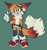 Size: 1934x2048 | Tagged: safe, artist:battiegutz, miles "tails" prower, beanbrows, belt, big ears, blushing, cute, eyebrow clipping through hair, goggles, goggles on head, green background, holding something, looking offscreen, male, ponytail, redesign, screwdriver, signature, simple background, smile, solo, standing, stockings, wrench