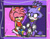 Size: 781x611 | Tagged: safe, artist:silentrain12, amy rose, blaze the cat, silver the hedgehog, sonic the hedgehog, cat, hedgehog, 2012, amy x blaze, amy's halterneck dress, blaze's tailcoat, blushing, clothes, cute, doll, dress, eyes closed, female, females only, lesbian, shipping