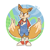 Size: 2048x2048 | Tagged: safe, artist:heckinzeem, miles "tails" prower, fox, clothes, cute, looking offscreen, nonbinary, outline, overalls, signature, smile, solo, standing, tailabetes, tongue out, white outline
